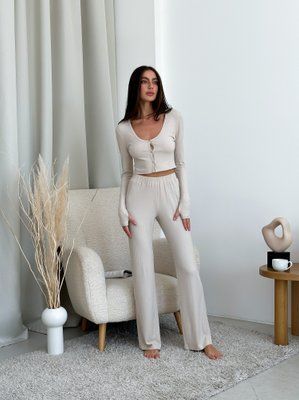В&rsquo;язаний комплект домашнього одягу More Homewear (штани та топ), натуральна віскоза, розмір XS-S 737365295 фото