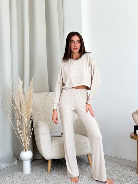 Вязаный комплект домашней одежды More Homewear (штаны и свитшот), натуральная вискоза, размер M-L 937365295 фото