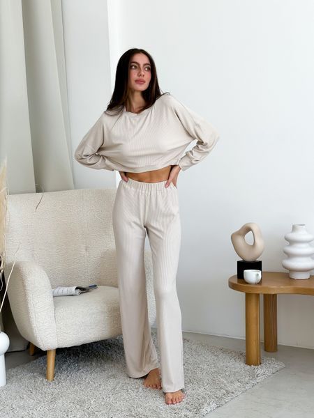 Вязаный комплект домашней одежды More Homewear (штаны и свитшот), натуральная вискоза, размер M-L 937365295 фото